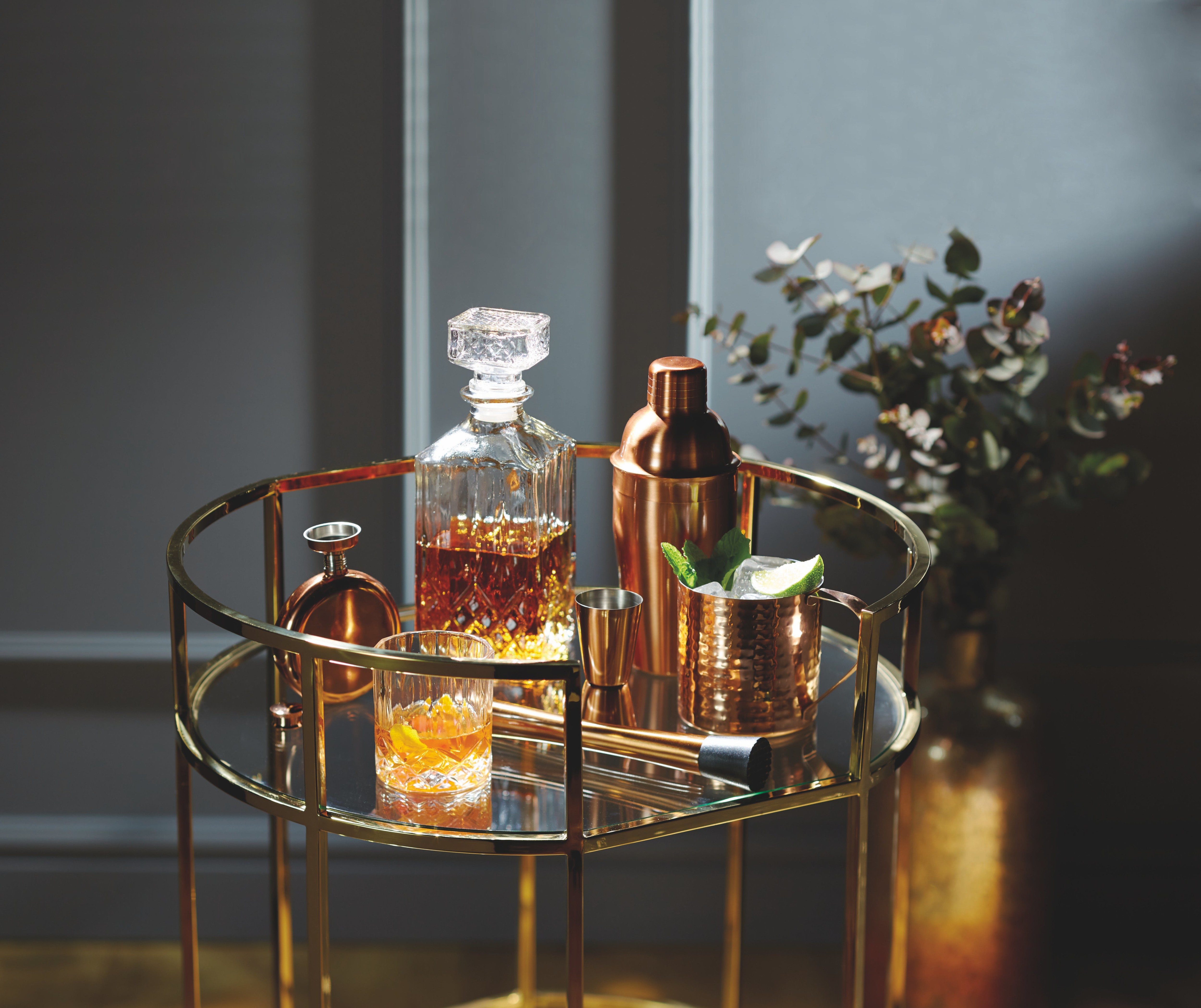  BarCraft Cut-Glass Whisky Decanter and Tumbler Gift Set, 5-pc by thinKitchen