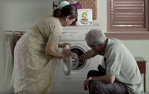 A still from an Ariel campaign film