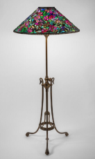 TIFFANY STUDIOS EARLY 'CLEMATIS' FLOOR LAMP, CIRCA 1899-1900  leaded glass, patinated bronze 65½ in. high (as seen), 29 in. diameter of shade  $70,000-90,000