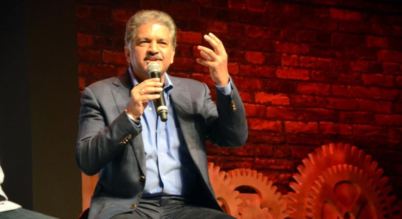 Mumbai: Mahindra Group Chairman Anand Mahindra addresses at the launch of Jawa 