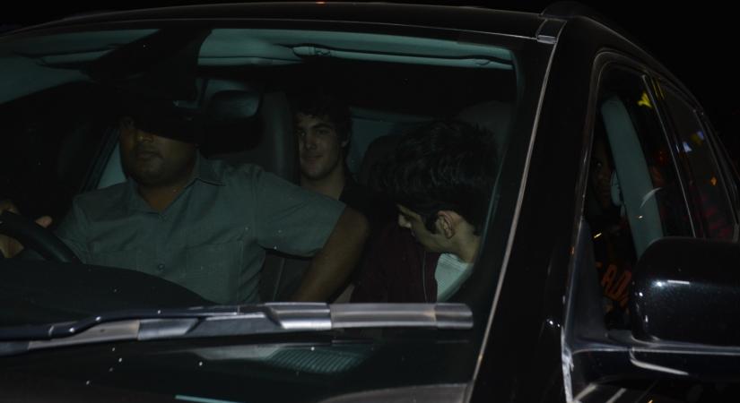 Actor Akshay Kumar's son Aarav Kumar seen outside a restaurant in Mumbai