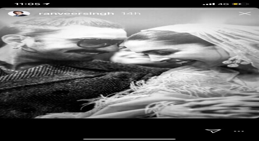 Ranveer Singh has never shied away from expressing his love for his wife, Deepika Padukone. On Friday, the actor shared a romantic black and white photograph of the couple taken at an award event here. In the image posted on Instagram Stories, Ranveer is seen whispering something in Deepika's ear as they smile.