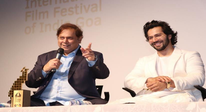 Filmmaker David Dhawan and actor Varun Dhawan. (Photo: IANS)