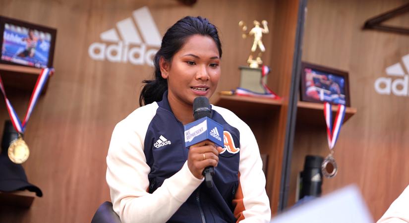 Swapna Barman at the Launch of VRCT Jacket by Adidas