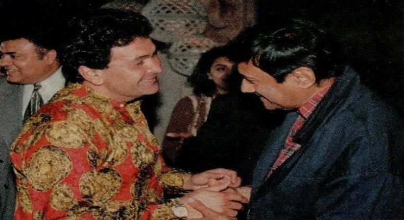Dev Anand with Rishi Kapoor.
