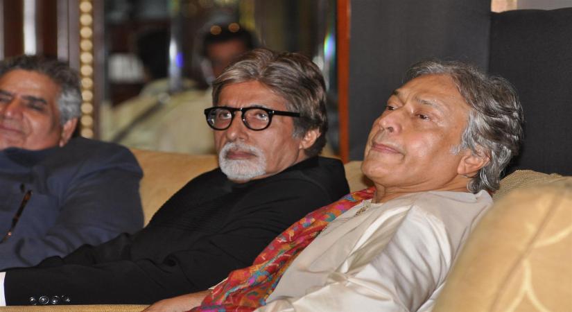 Bollywood actor Amitabh Bachchan with Sarod maestro Amjad Ali Khan at the release of book on Amjad Ali Khan`s father ``My Father, Our Fraternity: The Story of Hafiz Ali Khan And My World`` in Mumbai. (Photo: IANS)