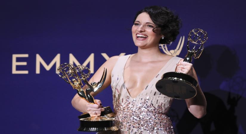 LOS ANGELES, Sept. 23, 2019 (Xinhua) -- Actress Phoebe Waller-Bridge poses with the awards for outstanding lead actress in a comedy series, outstanding comedy series and outstanding writing for a comedy series for "Fleabag" during the 71st Primetime Emmy Awards in Los Angeles, the United States, Sept. 22, 2019. (Xinhua/Li Ying/IANS)
