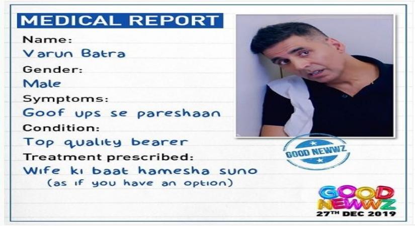 Bollywood actor Akshay Kumar took to Instagram and shared a hilarious caption of the actor's character in his upcoming comedy entertainer 'Good Newwz'.