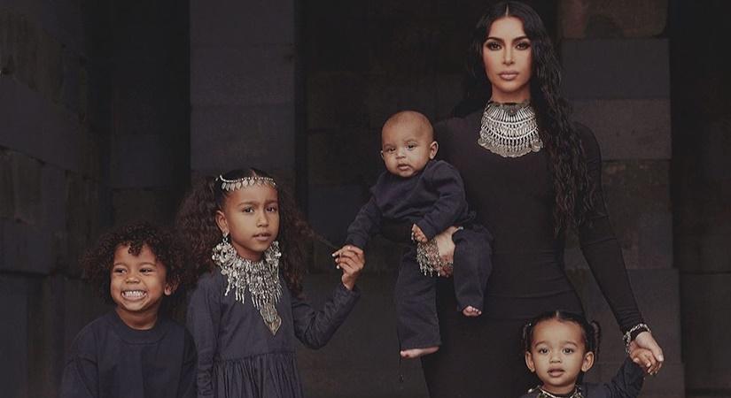 Kim Kardashian with her children