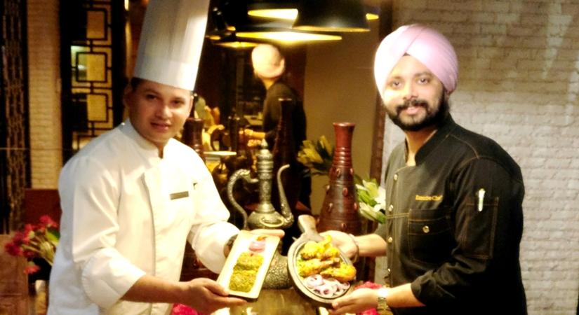 (L-R) Chef Athar Hussain and Chef Japvir Vohra launches  'Tempting Beginnings', at the Hyderabadi and Mughlai Food Festival, JW Marriott Chandigarh