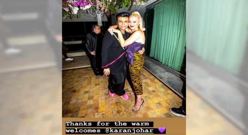 International pop singer Katy Perry, who was in India, thanked filmmaker Karan Johar for the "warm welcome".