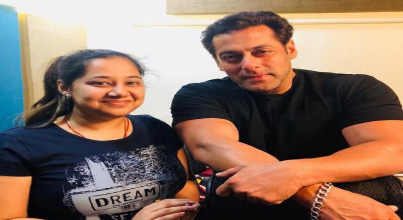 Singer Payal Dev with actor Salman Khan.