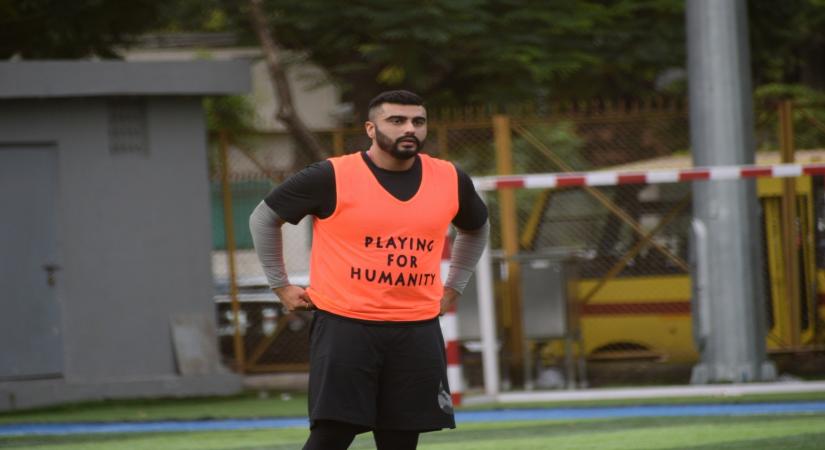 Mumbai: Actor Arjun Kapoor during a football match at Juhu in Mumbai on Aug 25, 2019. (Photo: IANS)