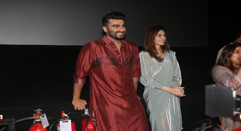 Mumbai: Actors Arjun Kapoor Kriti Sanon and at the screening of film "Panipat" in Mumbai on Dec 6, 2019. (Photo: IANS)