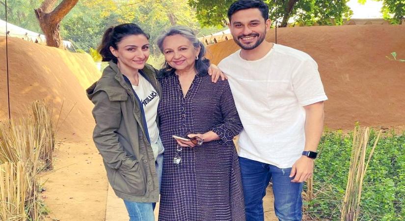 Actress Sharmila Tagore with her daughter Soha Ali Khan and and son-in-law Kunal Kemmu.