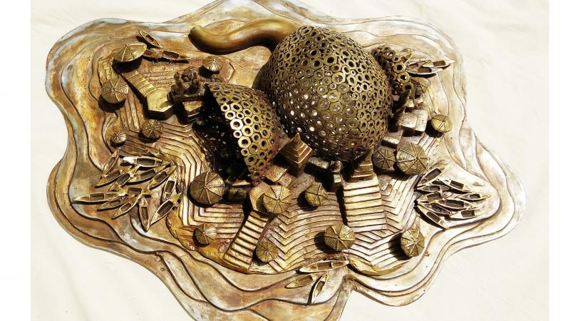 A metal sculpture by Pintu Sikder (Source: Triveni Kala Sangam)