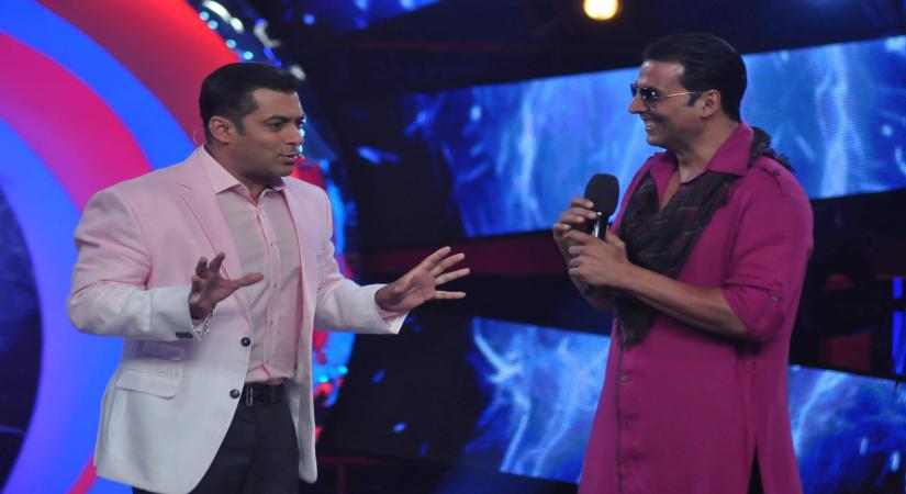 Bollywood actors Akshay Kumar, Asin & Salman Khan promoting KHILADI 786 on BIGG BOSS 6 sets in Lonavala in Mumbai. (Photo : IANS)