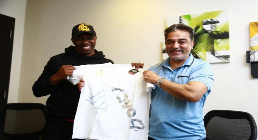West Indies cricket superstar Dwayne Bravo, who has also wowed the IPL circuit as a Chennai Super Kings player, caught up with Tamil cinema doyen Kamal Haasan in the city on Wednesday.