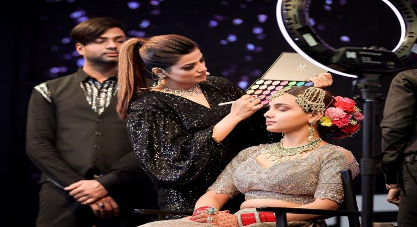 Makeover artiste Guneet Virdi with model