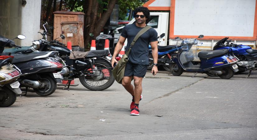 Mumbai: Actor Farhan Akhtar seen in Mumbai on Oct 2, 2019. (Photo: IANS)