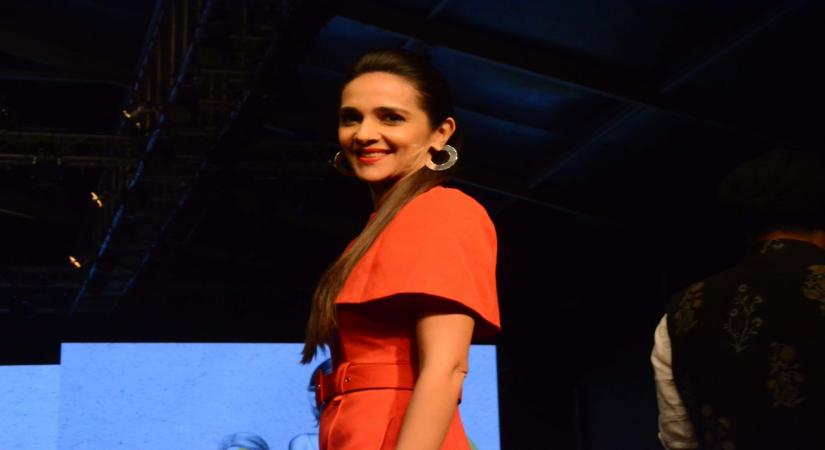 Mumbai: Actress Tara Sharma showcases fashion designers Gauri and Nainika's creation during Lakme Fashion Week (LFW) Summer/Resort 2019 in Mumbai, on Jan 30, 2019. (Photo: IANS)