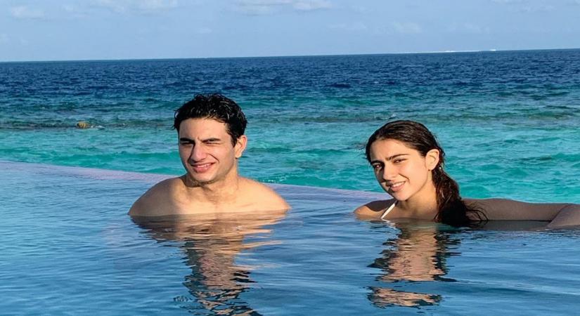 Actress Sara Ali Khan is enjoying her vacation with her brother Ibrahim Ali Khan, and the postcard-worthy moments have gone viral on the Internet. Sara and Ibrahim are on a vacation in Maldives, and they welcomed 2020 with a splash.
