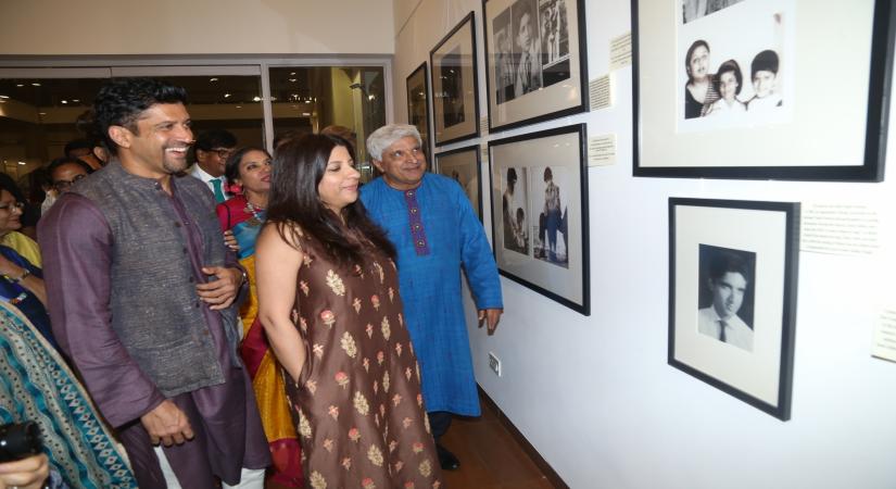 Mumbai: Filmmaker Zoya Akhtar and actor Farhan Akhtar during an exhibition curated by photojournalist Pradeep Chandra and film historian SMM Ausaja on their father Javed Akhtar's birthday in Mumbai on Jan 15, 2020. (Photo: IANS)
