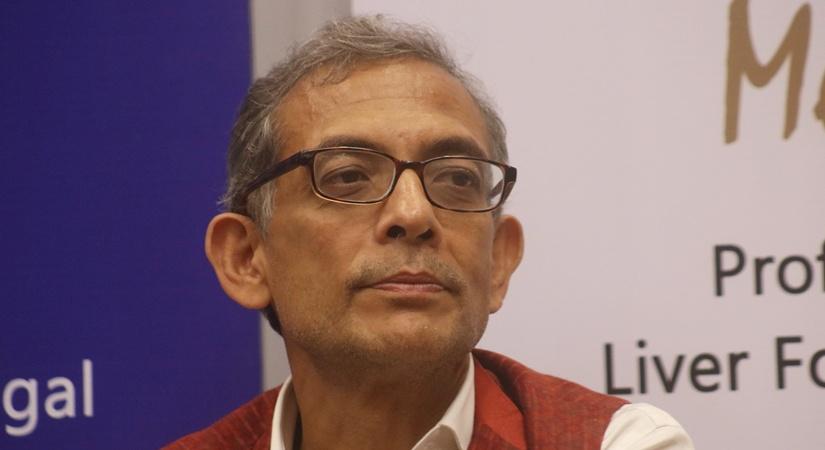 Nobel laureate Abhijit Banerjee addresses a press conference in New Delhi. (Photo: IANS)