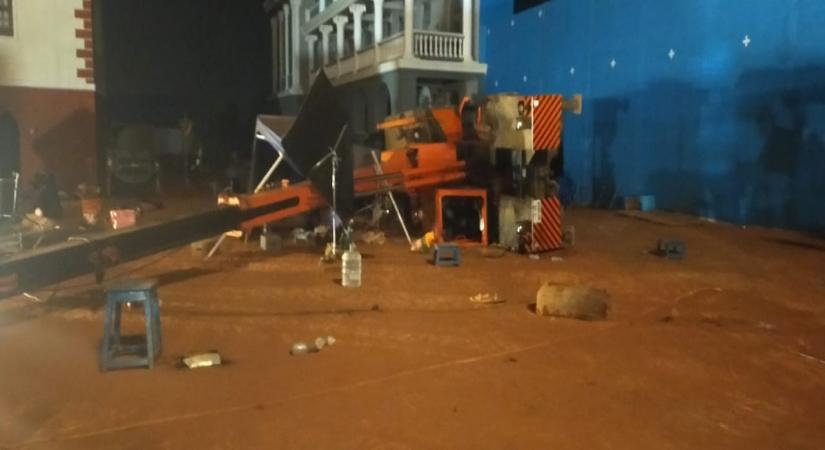 Chennai: Three persons of "Indian 2" movie film unit died in an accident when a crane fell on them while constructing the sets for the shooting on Wednesday, in Chennai on Feb 20, 2020. (Photo: IANS)