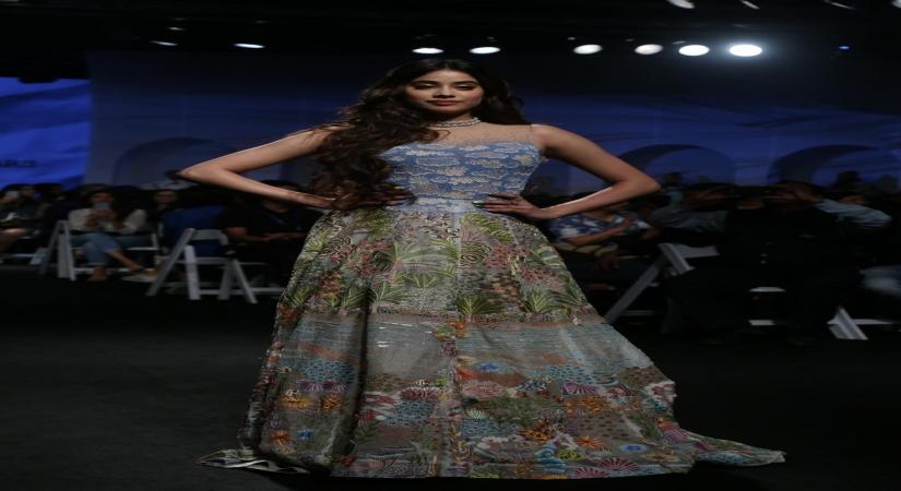 Mumbai: Showstopper Janhvi Kapoor showcases the creation of fashion designers Masaba Gupta and Kunal Rawal on Day 1 of the Lakme Fashion Week Summer/Resort 2020, in Mumbai on Feb 11, 2020. (Photo: IANS)