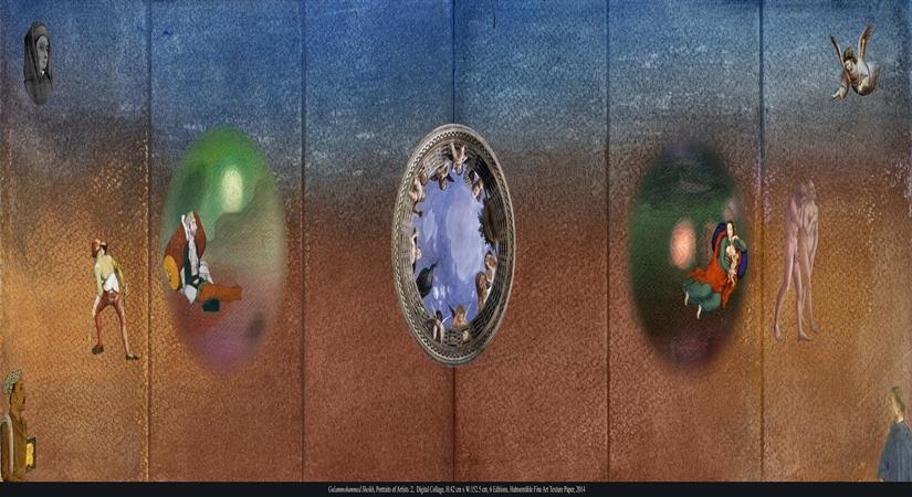 Gulammohammed Sheikh_Portraits of Artists-2_ Digital Collage_ H 42 cm x W152 Editions 6, Hahnem++hle Fine Art Texture Paper, 2 