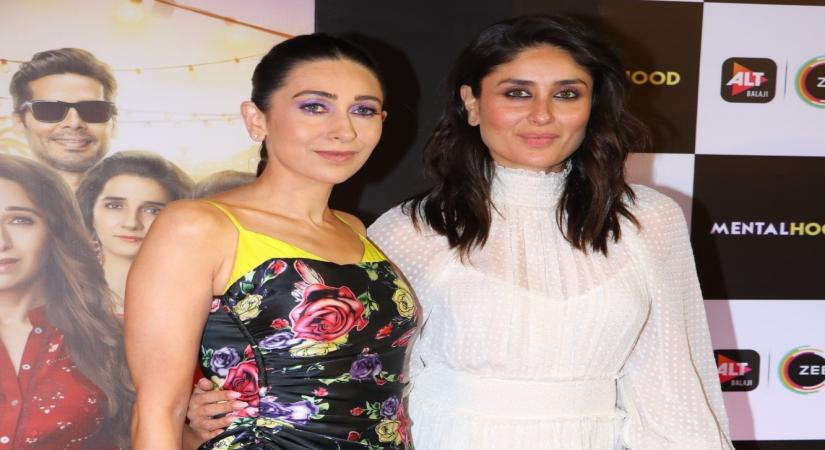 Mumbai: Actress Karisma Kapoor with her sister Kareena Kapoor at the screening of her upcoming web series "Mentalhood" in Mumbai on March 7, 2020. (Photo: IANS)
