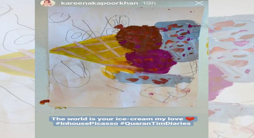 Actress Kareena Kapoor Khan shared a drawing made by her toddler son Taimur Ali Khan, whom she lovingly tagged as the "in-house Picasso". Kareena took to her Instagram stories, where she shared a glimpse of what Taimur is up to while he stays home. Taimur drew an "ice cream".