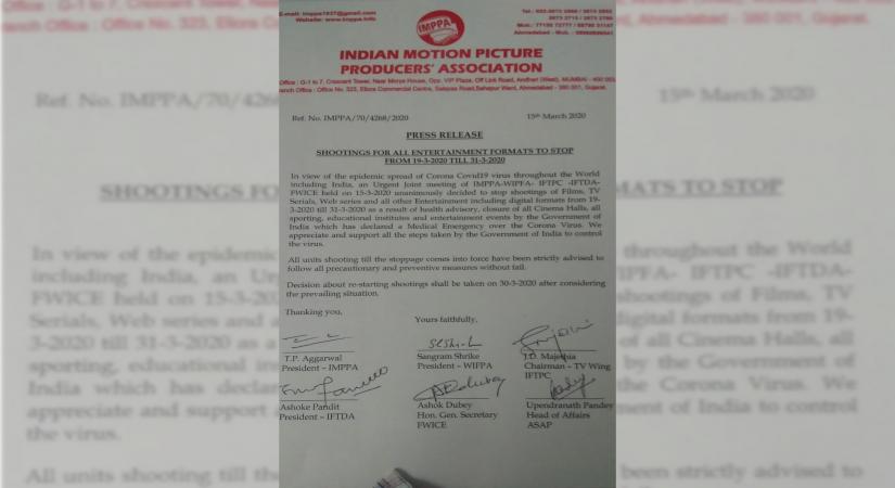 In the wake of the ongoing coronavirus pandemic, all filmmaking and producing bodies have unanimously decided to stop shooting for all kinds of entertainment formats temporarily.