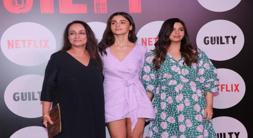 Mumbai: Actress Alia Bhatt with her mother Soni Razdan and her sister Shaheen Bhatt at the screening of the upcoming web film "Guilty" in Mumbai on March 4, 2020. (Photo: IANS)
