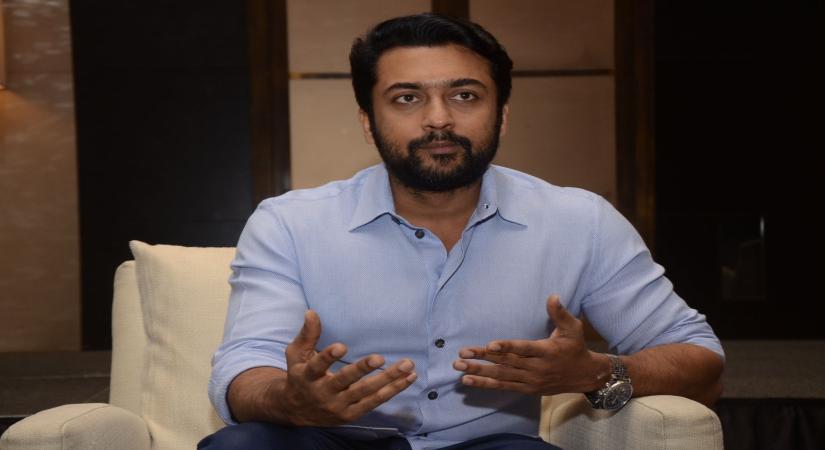 Hyderabad: Actor Suriya during a interview in Hyderabad. (Photo: IANS)