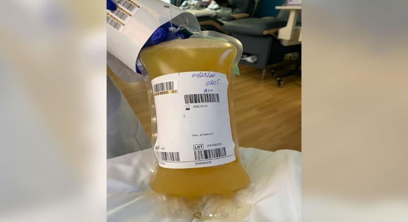 Tom Hanks shares pic of his donated plasma.
