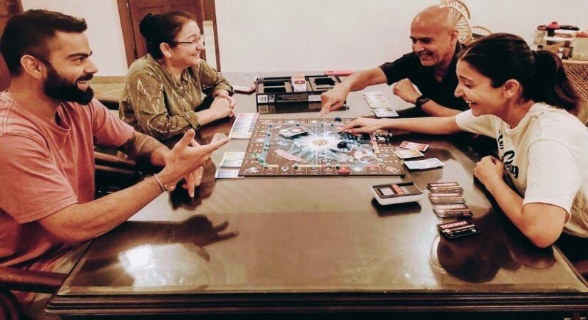 Anushka Sharma playing board games with family.