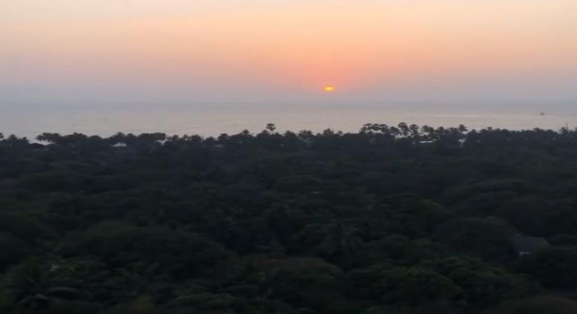 Pankaj Tripathi watches sunset from balcony.