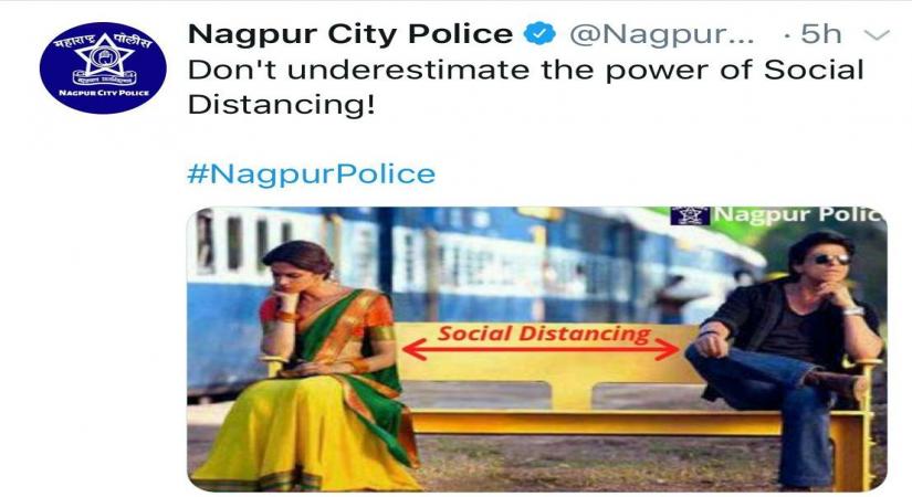 Nagpur Police uses still from SRK's 'Chennai Express' to create awareness on COVID-19.