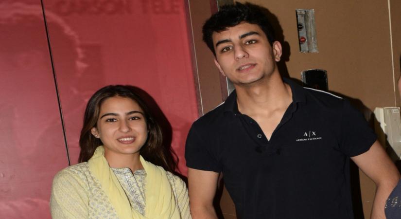 Actress Sara Ali Khan with her brother Ibrahim Ali Khan. (Photo: IANS)