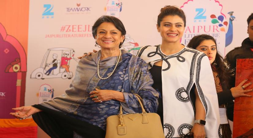 Actress Kajol Devgn with her mother Tanuja Mukherjee. (Photo: Ravi Shankar Vyas/IANS)