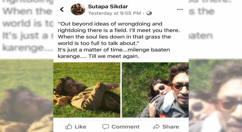 Irrfan's wife shares throwback pic of actor: Till we meet again.