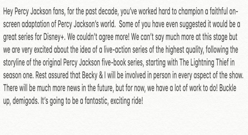 Percy Jackson series in the works.