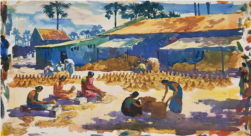 S H Raza, Untitled, (Double Sided - this being the front) , Circa 1940, Estimate - INR 10 – 15 lakhs (US$ 13,699 – 20,548), Image courtesy of AstaGuru