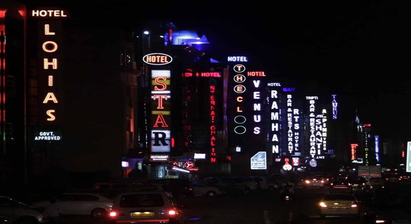 A view of Delhi hotels at night. (Photo: Sunil Majumdar/IANS)