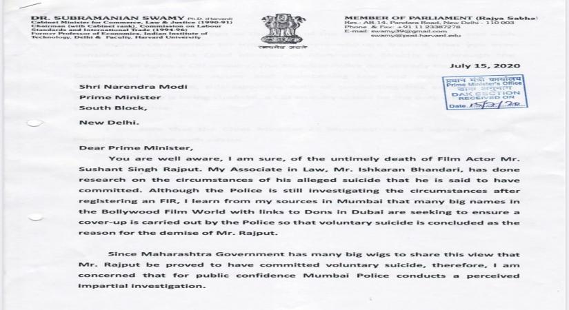 Sushant Singh Rajput suicide case: PM Modi acknowledges SwamyÃ¢ÂÂs letter.