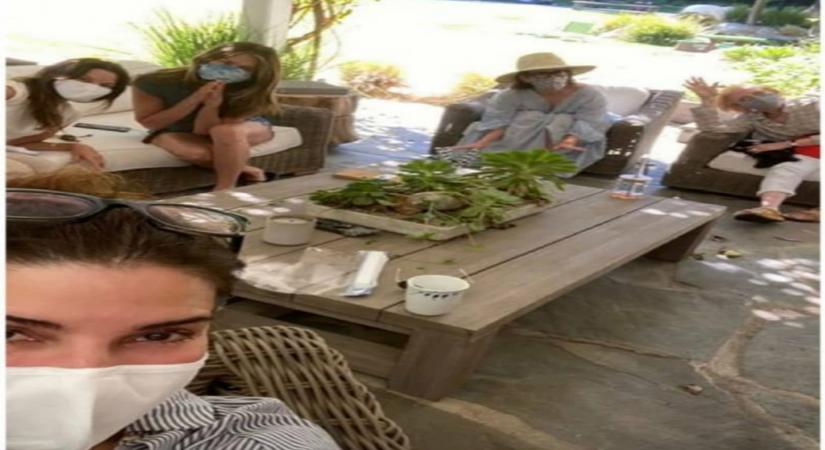 Jennifer Aniston posts pic from Sandra Bullock's socially distant birthday bash.