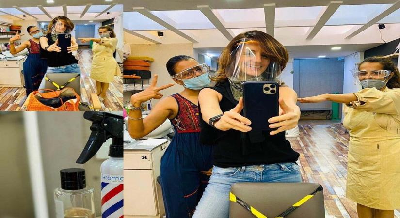 Sussanne Khan visits salon after four months.