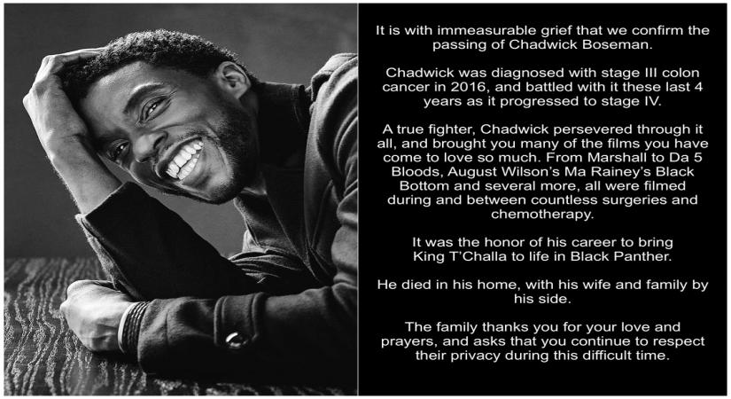 Chadwick Boseman's last post most liked tweet ever.